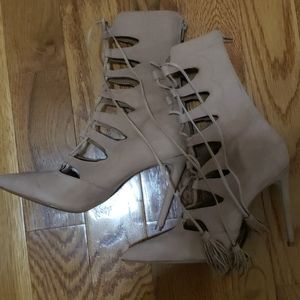 Tan Lace-up Bootie heels